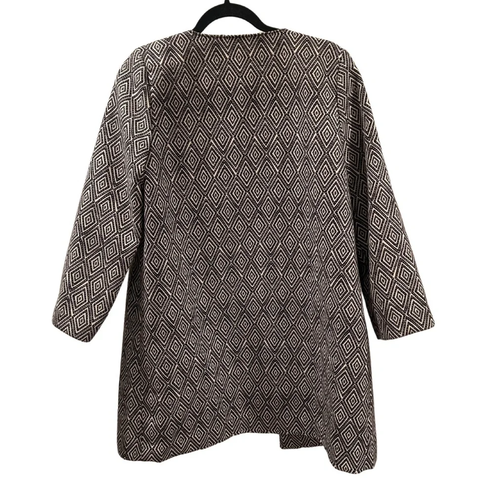 H&M Boho Geo/Chevron/Herringbone Overcoat Jacket | Grey/Cream | Size 6